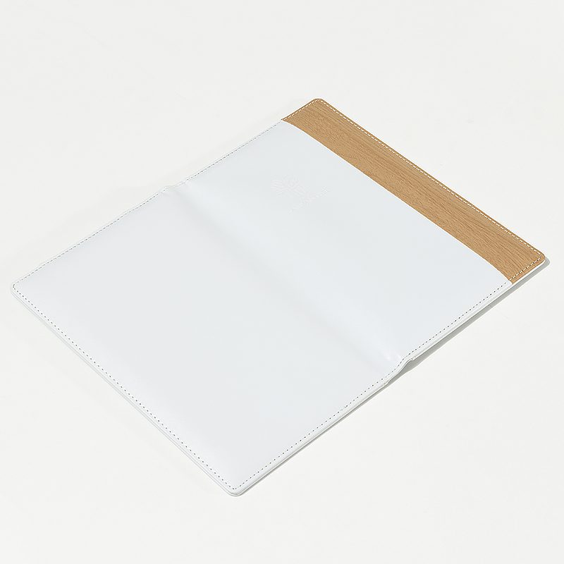 Custom Banyan Tree Luxury Hotel Guest Directory – Premium White Faux Leather and Natural Wood Textured Folder with Embossed Brand Identity - Image 3