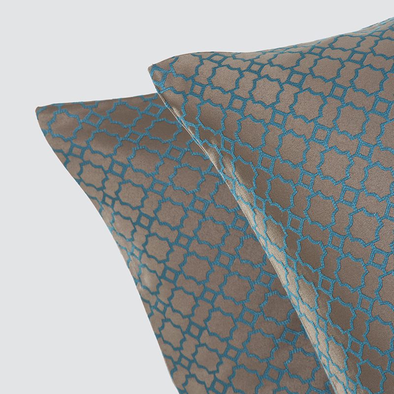 Warm Taupe and Teal Quatrefoil Embroidered Pillows – Luxury Geometric Pattern Cushion Set with Vibrant Contrast Stitching and Modern Transitional Aesthetic for Premium Home Decor - Image 21