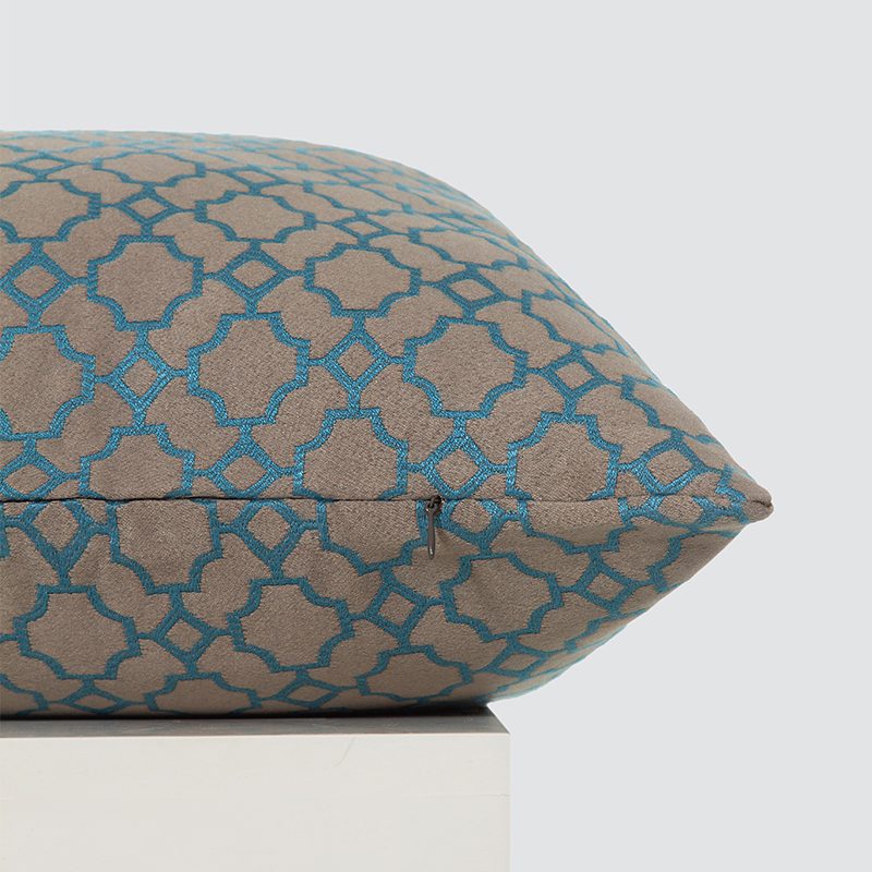 Warm Taupe and Teal Quatrefoil Embroidered Pillows – Luxury Geometric Pattern Cushion Set with Vibrant Contrast Stitching and Modern Transitional Aesthetic for Premium Home Decor - Image 16