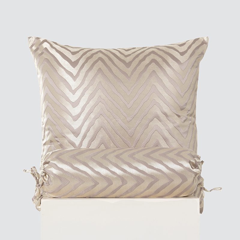 Champagne Gold Chevron Bolster and Pillow Set – Luxury Shimmering Wave Pattern Cushion Collection with Decorative Bolster and Modern Glam Aesthetic for Upscale Home Decor - Image 9