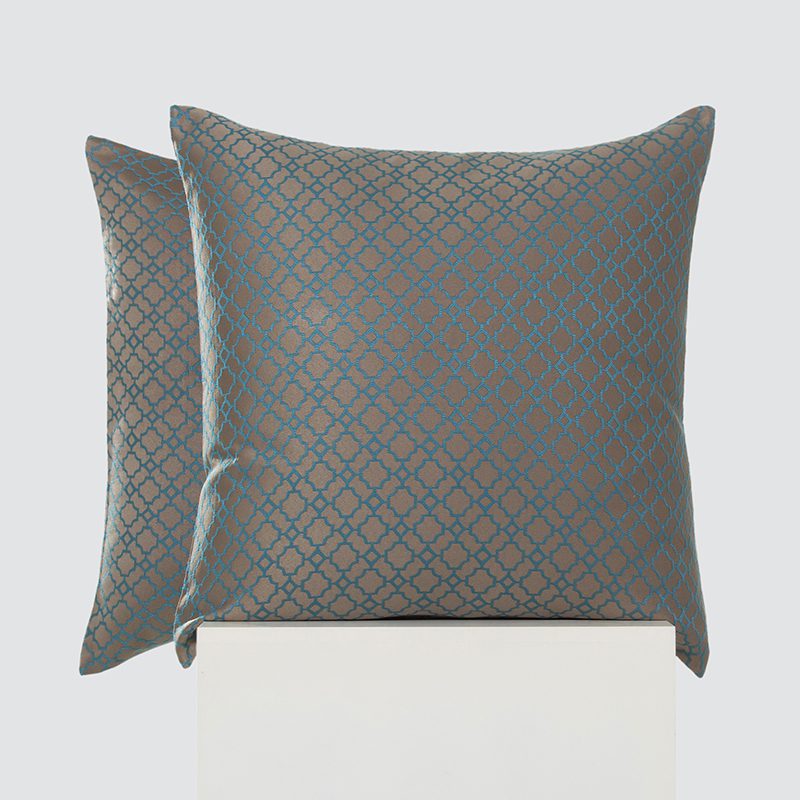 Warm Taupe and Teal Quatrefoil Embroidered Pillows – Luxury Geometric Pattern Cushion Set with Vibrant Contrast Stitching and Modern Transitional Aesthetic for Premium Home Decor - Image 11