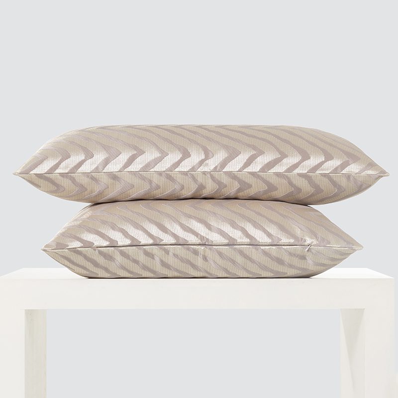 Champagne Gold Chevron Bolster and Pillow Set – Luxury Shimmering Wave Pattern Cushion Collection with Decorative Bolster and Modern Glam Aesthetic for Upscale Home Decor - Image 6