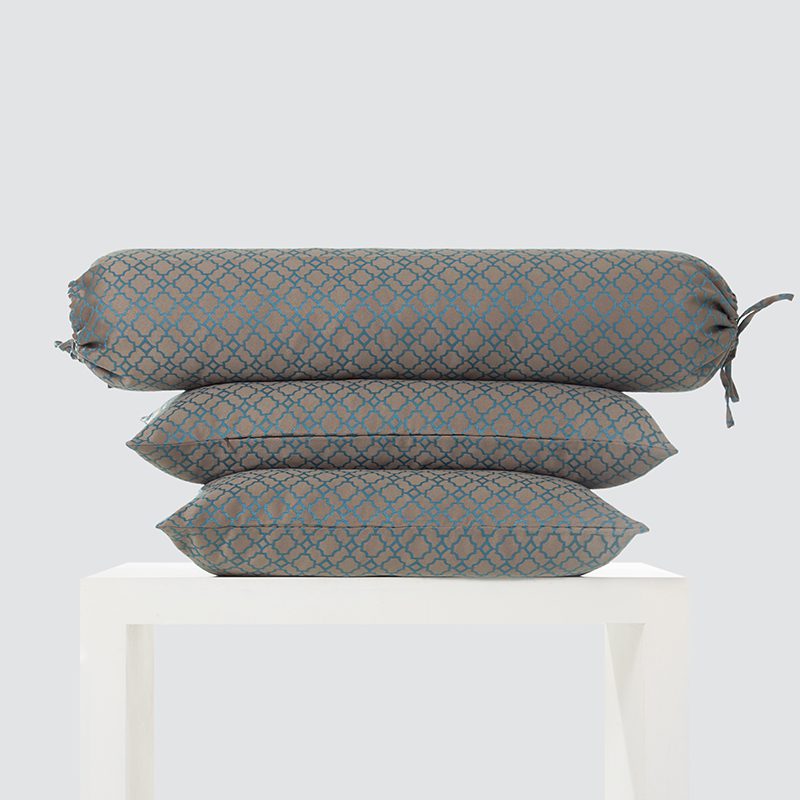 Warm Taupe and Teal Quatrefoil Embroidered Pillows – Luxury Geometric Pattern Cushion Set with Vibrant Contrast Stitching and Modern Transitional Aesthetic for Premium Home Decor - Image 9