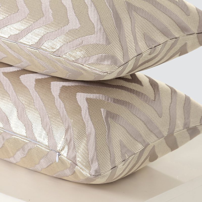 Champagne Gold Chevron Bolster and Pillow Set – Luxury Shimmering Wave Pattern Cushion Collection with Decorative Bolster and Modern Glam Aesthetic for Upscale Home Decor - Image 3