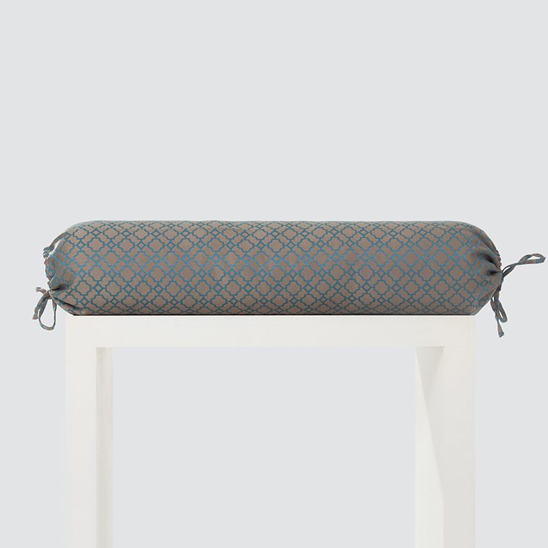 Warm Taupe and Teal Quatrefoil Embroidered Pillows – Luxury Geometric Pattern Cushion Set with Vibrant Contrast Stitching and Modern Transitional Aesthetic for Premium Home Decor - Image 6