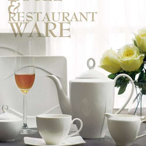 A luxury white porcelain tea set featuring a sculpted teapot, creamer, sugar bowl, and teacup with a square saucer.