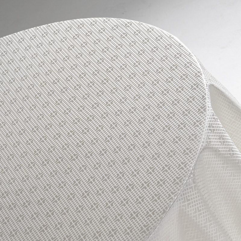 Classic White Polyester Grid Jacquard Round Tablecloth – Elegant Geometric Pattern Hotel Banquet Linen for Weddings and Formal Events - Image 8