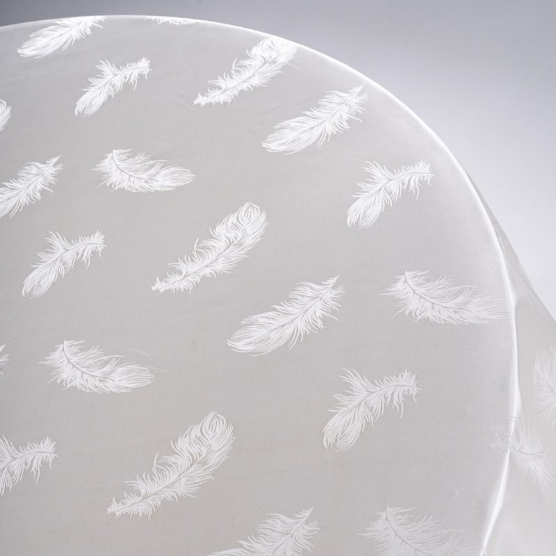 Elegant White Feather Jacquard Round Tablecloth – Premium 100% Polyester Decorative Banquet Linen for Luxury Weddings and High-End Hotel Dining - Image 2