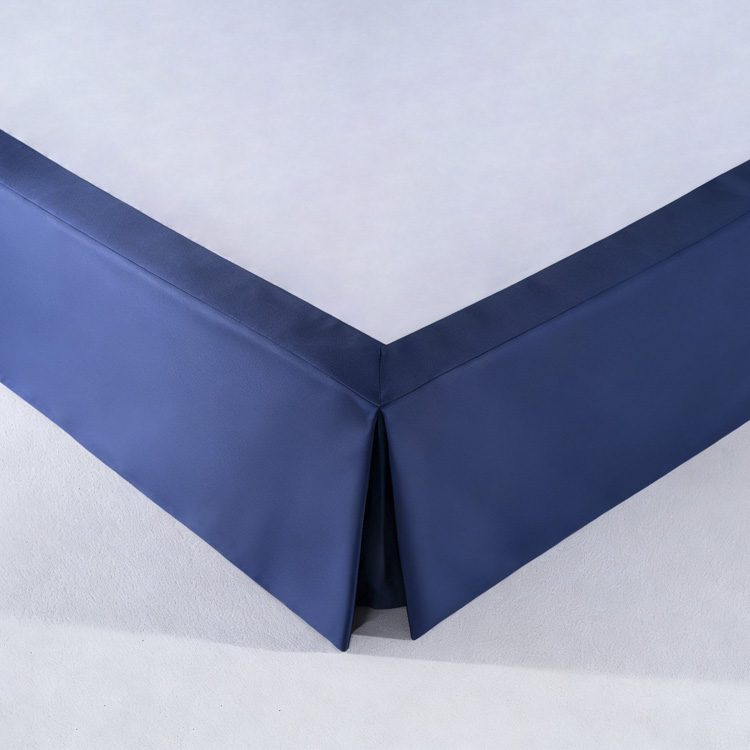 Professional Midnight Blue Hotel Bed Skirt – Tailored Minimalist Dust Ruffle with Precision Box Pleats for Executive Guest Suites and Modern Hospitality Decor - Image 5