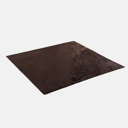 A large coffee brown 100% polyester blanket laid flat to show its smooth fleece texture.
