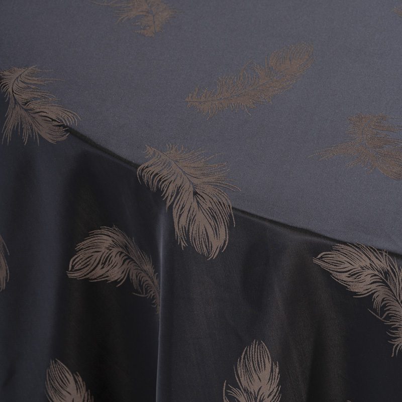 Luxurious Black and Gold Feather Jacquard Round Tablecloth – Premium 100% Polyester Decorative Banquet Linen for High-End Events and Upscale Hotel Dining - Image 3