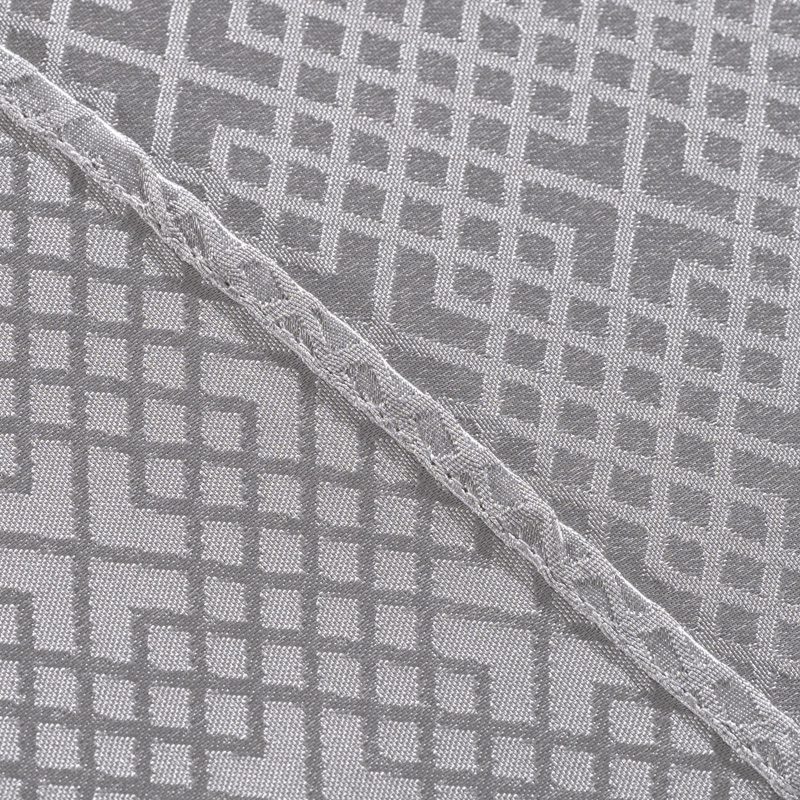 Modern Silver Grey Polyester Grid Jacquard Round Tablecloth – Durable Geometric Pattern Hotel Banquet Linen for Contemporary Dining and Corporate Events - Image 6