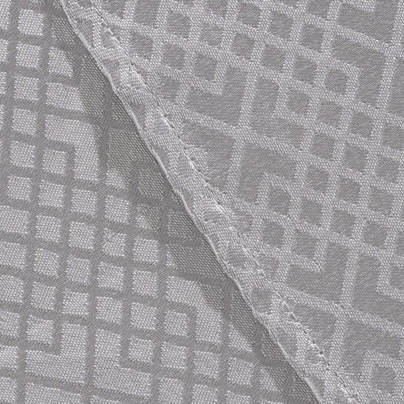 Modern Silver Grey Polyester Grid Jacquard Round Tablecloth – Durable Geometric Pattern Hotel Banquet Linen for Contemporary Dining and Corporate Events - Image 5