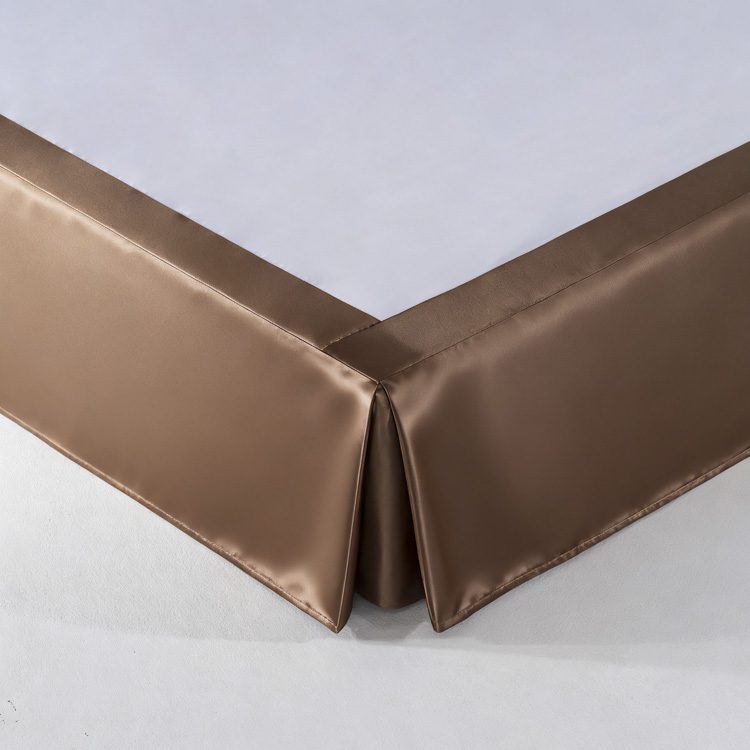 Signature Chocolate Brown Satin Hotel Bed Skirt – Professional Box-Pleat Dust Ruffle with Deep Earth Tone and Silk-Gloss Finish for Boutique Hospitality Suites - Image 7