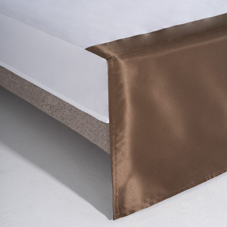Signature Chocolate Brown Satin Hotel Bed Skirt – Professional Box-Pleat Dust Ruffle with Deep Earth Tone and Silk-Gloss Finish for Boutique Hospitality Suites - Image 5
