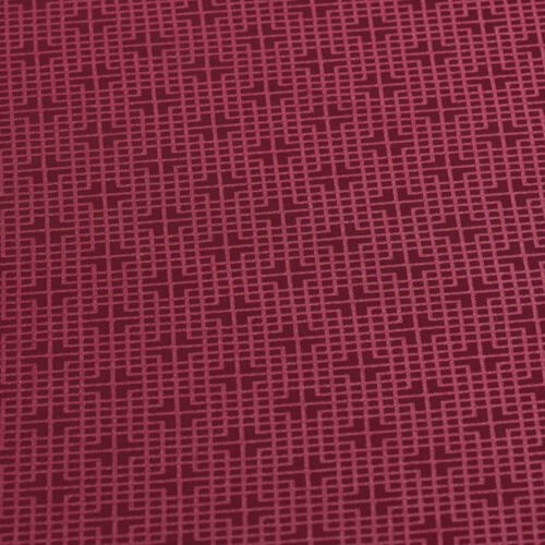 Close-up view of the rich red jacquard weave showing the clean geometric cross-grid pattern.