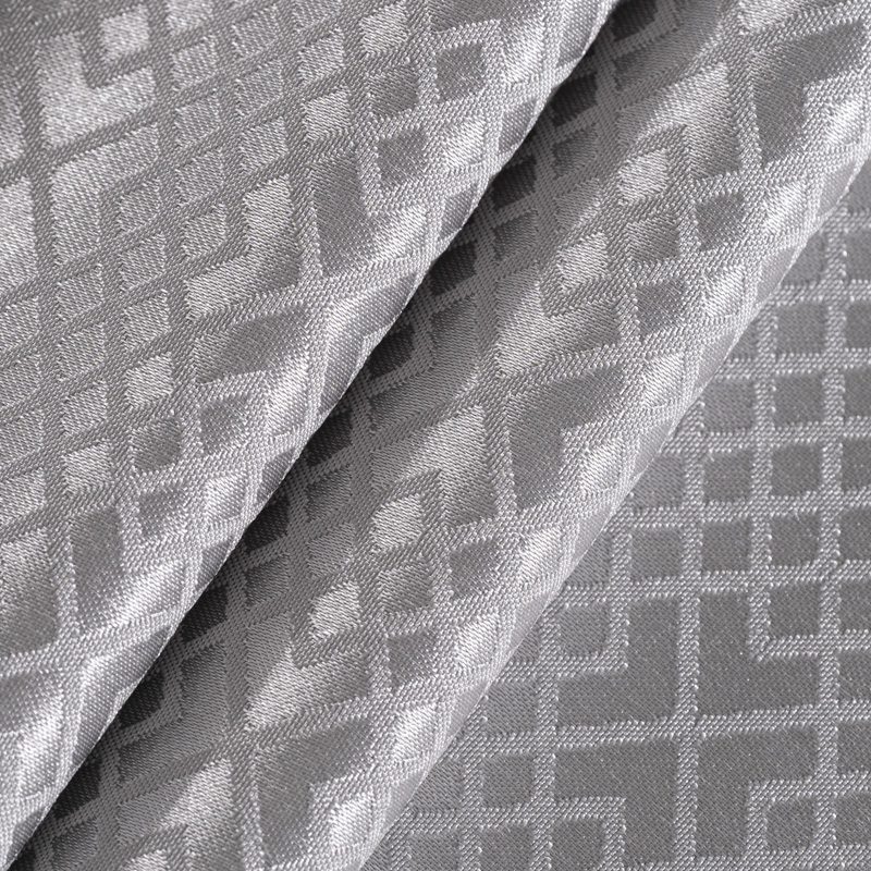 Modern Silver Grey Polyester Grid Jacquard Round Tablecloth – Durable Geometric Pattern Hotel Banquet Linen for Contemporary Dining and Corporate Events - Image 3
