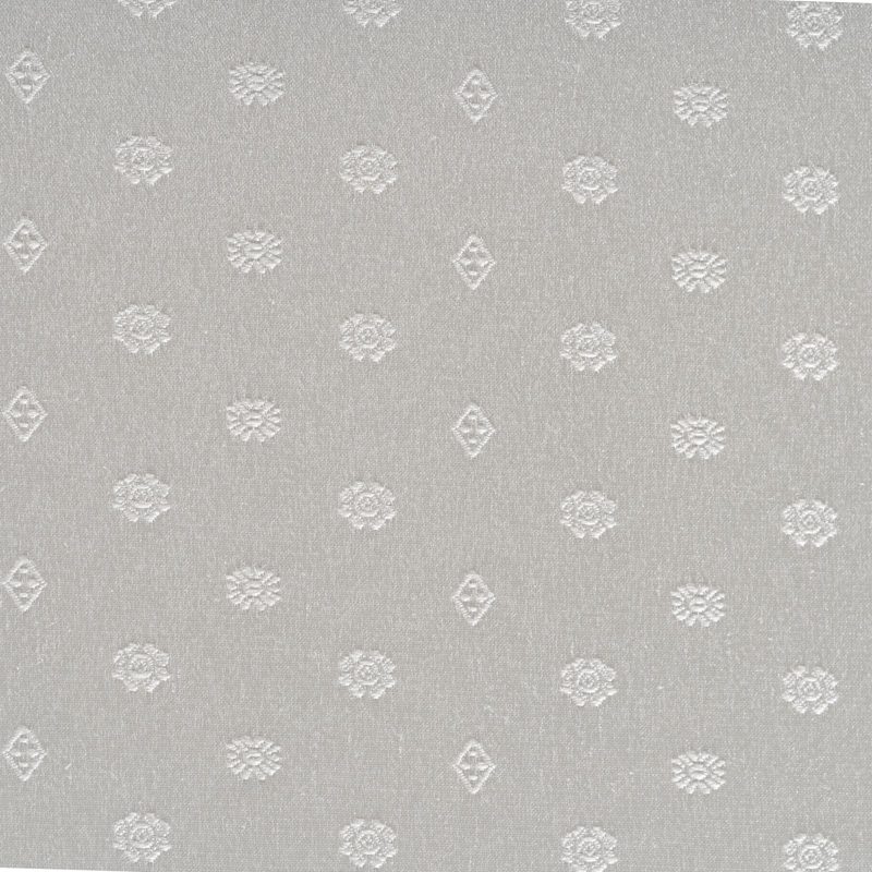 Close-up detail of the elegant white jacquard weave showing the delicate "Snowflake" floral pattern.