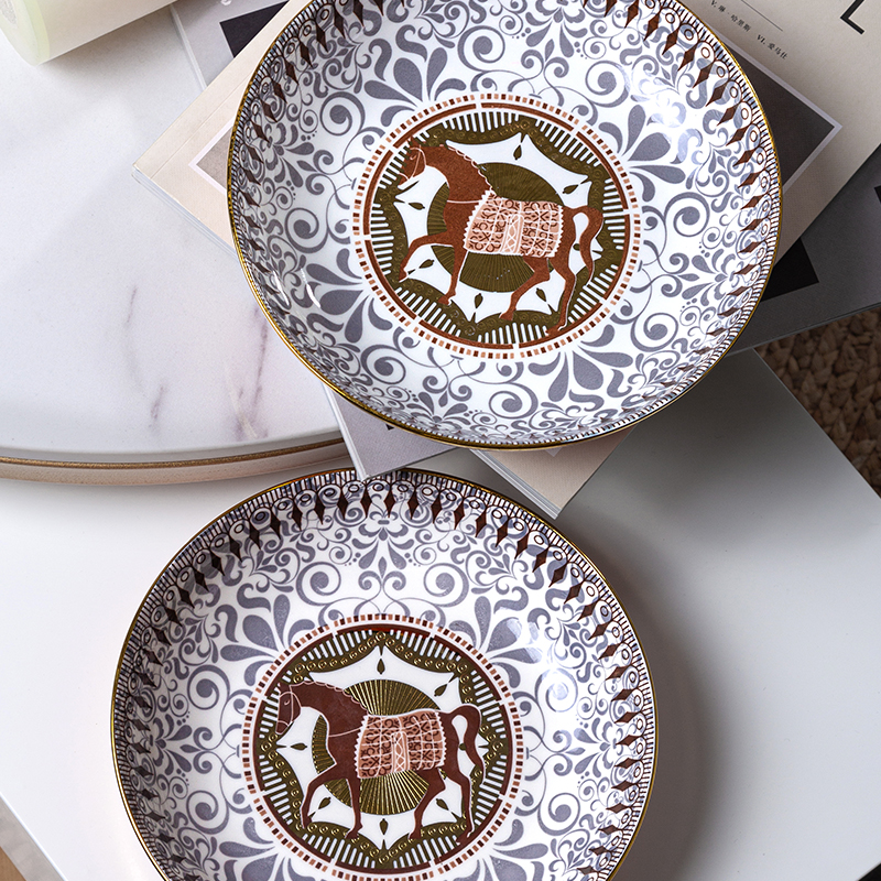 Galaxy Imperial Equestrian Orange Bone China Dinnerware Set – Premium Porcelain Plates, Soup Bowls, Spoons, and Chopsticks Collection - Image 13