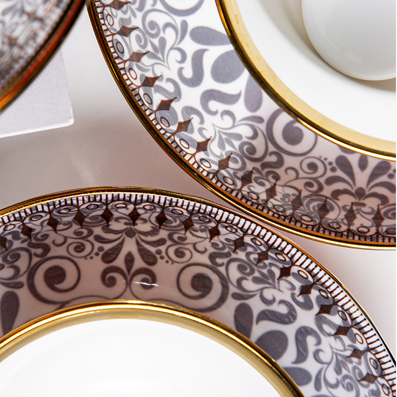 Galaxy Imperial Equestrian Orange Bone China Dinnerware Set – Premium Porcelain Plates, Soup Bowls, Spoons, and Chopsticks Collection - Image 9