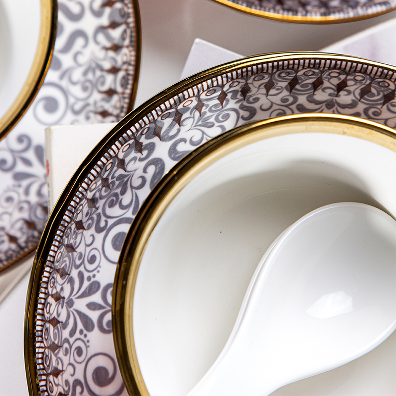 Galaxy Imperial Equestrian Orange Bone China Dinnerware Set – Premium Porcelain Plates, Soup Bowls, Spoons, and Chopsticks Collection - Image 8