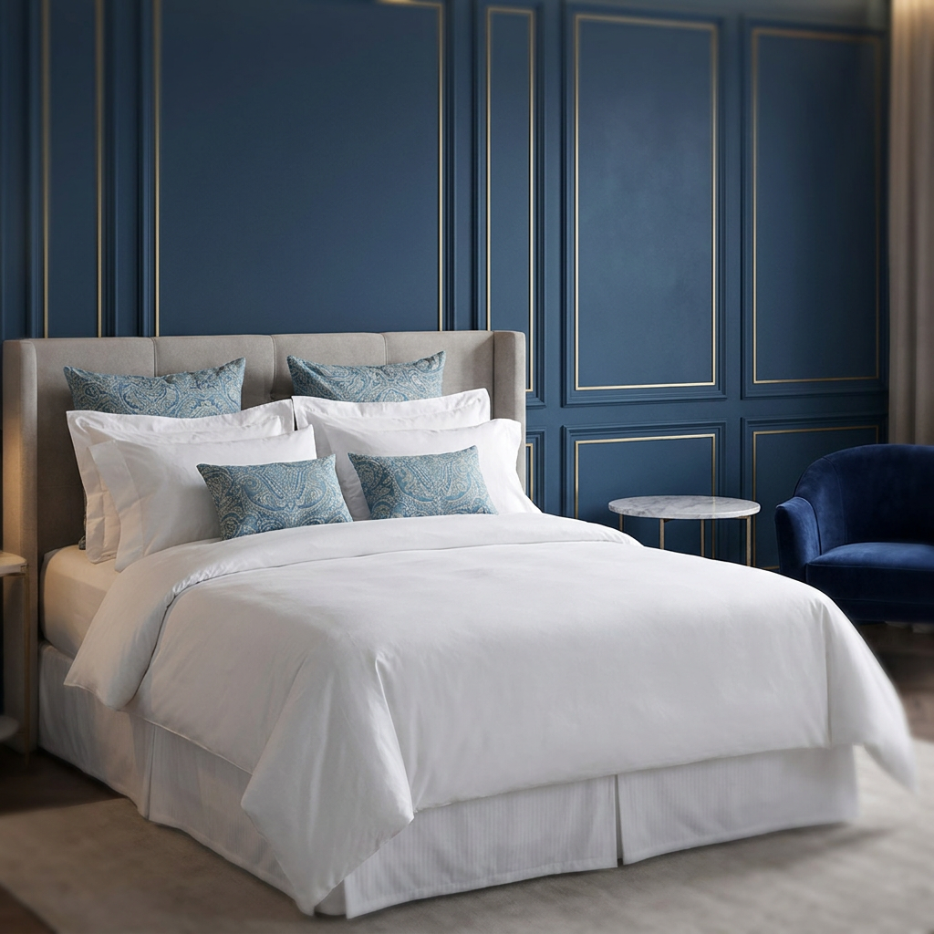 Luxury White Hotel Bedding Set with Teal Accent Cushions | Premium Cotton | King Size Duvet Cover, Pillow Shams & Decorative Cushion Covers - Image 2
