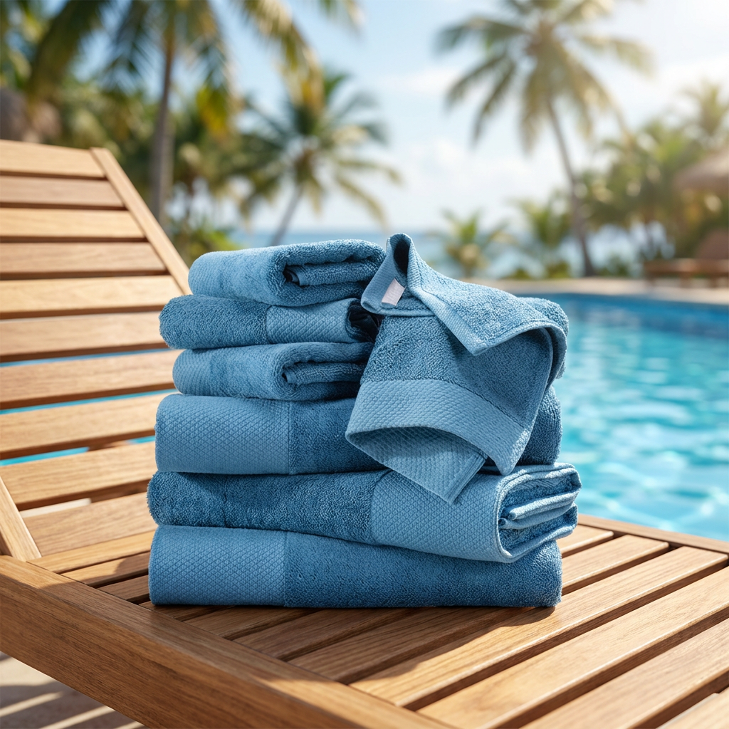Luxury Teal Blue Resort Pool Towel Set | Ultra-Soft 100% Cotton | 6-Piece Bath, Hand & Face Towel Collection for Hotels & Spas - Image 2