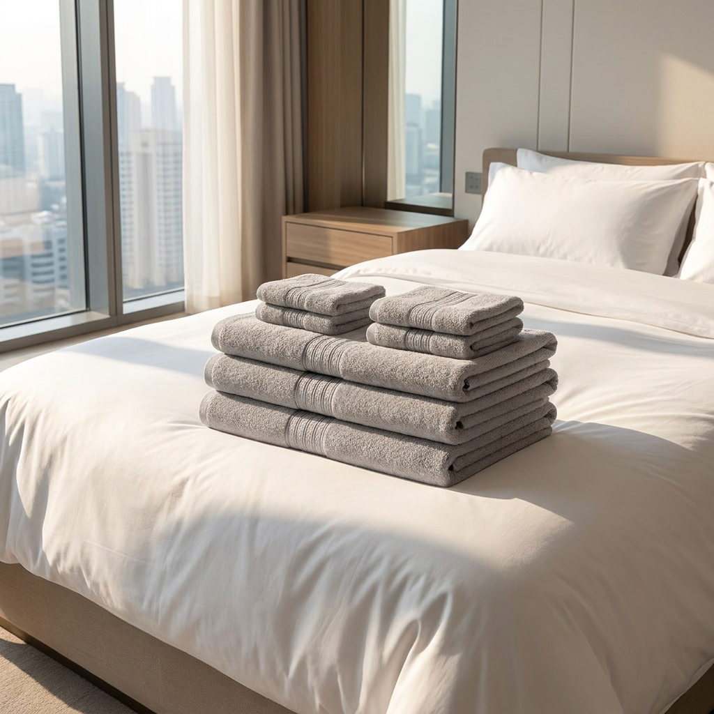 Premium Silver Grey Hotel Towel Set – Luxury High-Absorbency Ribbed Terry Bath Linen Bundle for Executive Suites - Image 2