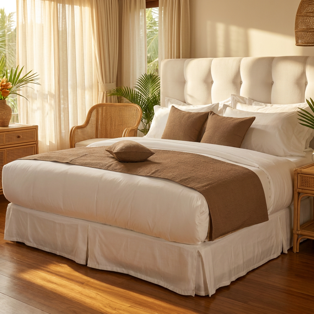 Galaxy Luxury Contrast Hotel Bedding Ensemble – Premium White Combed Cotton Duvet Cover Set with Deep Chocolate Brown Textured Bed Runner and Accent Pillow Bundle - Image 3