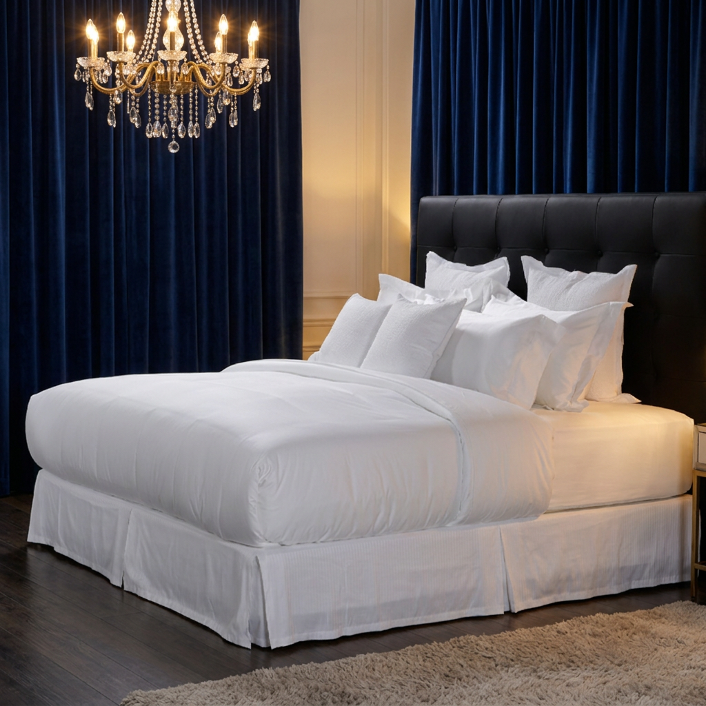 Galaxy Luxury Urban Industrial White Hotel Bedding Set – Premium Combed Cotton Duvet Cover, Tailored Pillowcases, and Pleated Bed Skirt Bundle for Modern Executive Suites - Image 2
