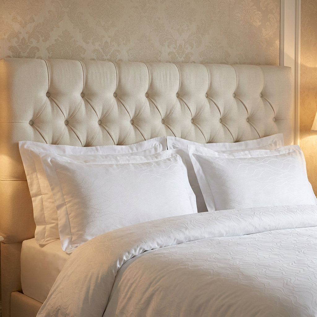 ELIYA Luxury White Wave Jacquard Hotel Bedding Set – Premium Combed Cotton Duvet Cover and Tailored Oxford Sham Bundle for Royal Suites - Image 2