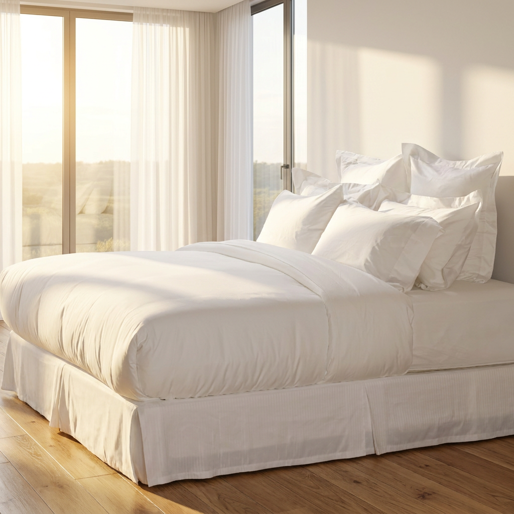 Galaxy Premium Executive Five-Star All-White Hotel Bedding Suite – Luxury Combed Cotton Duvet Cover, Layered Oxford Pillowcases, and Tailored Pleated Bed Skirt Bundle - Image 2