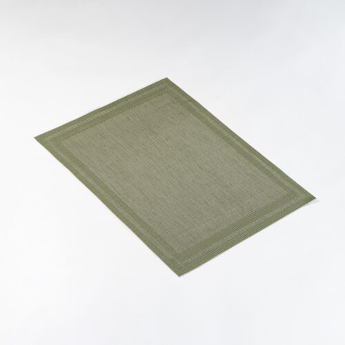 Galaxy premium olive green double-bordered rectangular woven placemat lying flat on a light grey background.