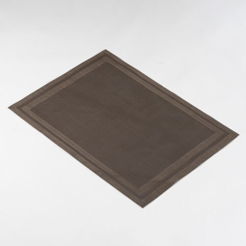 Galaxy premium espresso brown double-bordered rectangular woven placemat lying flat on a light grey background.