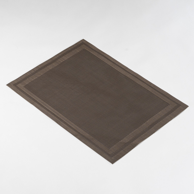 Galaxy premium espresso brown double-bordered rectangular woven placemat lying flat on a light grey background.