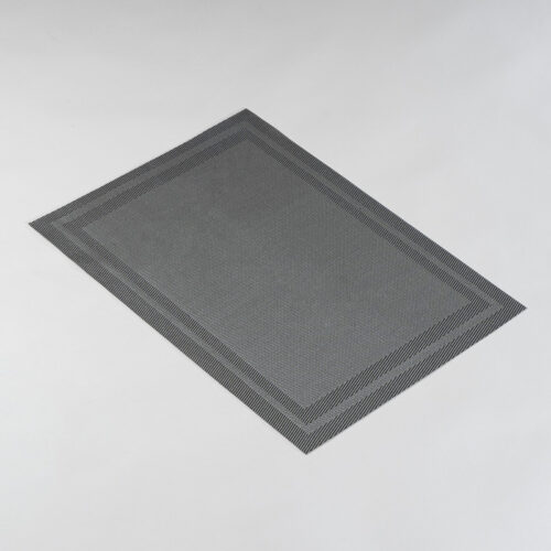 Galaxy premium slate grey double-bordered rectangular woven placemat lying flat on a light grey background.