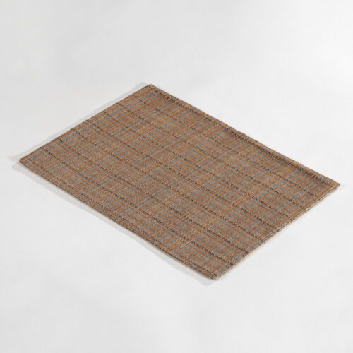 Galaxy premium amber brown rectangular textured woven placemat lying flat on a light grey background.