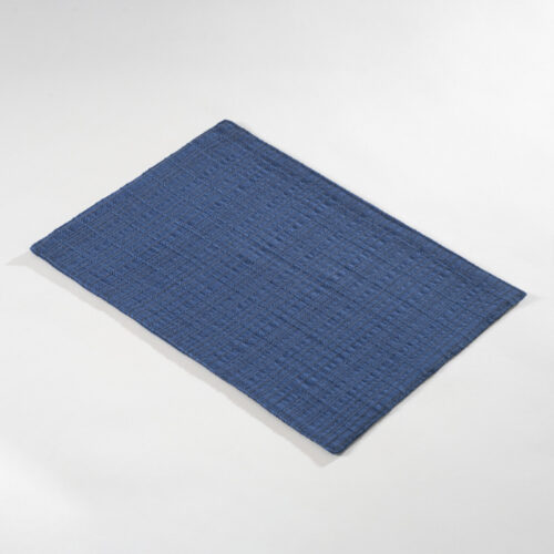 Galaxy premium royal blue rectangular textured woven placemat lying flat on a light grey studio background.