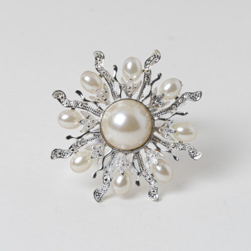 Galaxy vintage crystal cross brooch napkin ring holder with clear rhinestones on a clean white background.