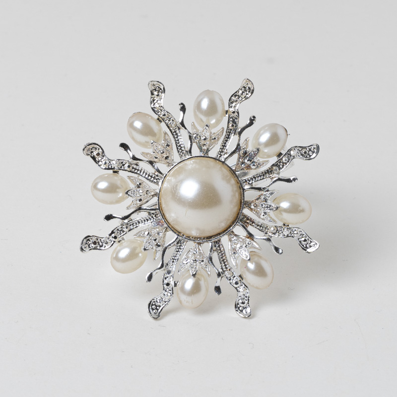 Galaxy vintage crystal cross brooch napkin ring holder with clear rhinestones on a clean white background.