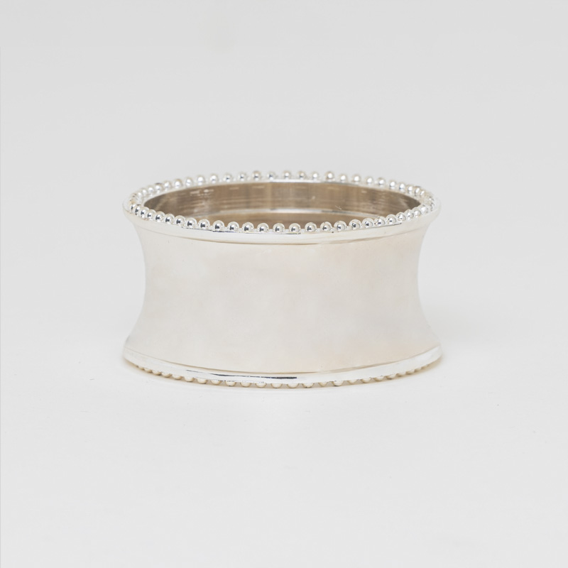 Galaxy Executive Silver Beaded Edge Napkin Ring Holder – Premium Electroplated Metallic Table Decor for Hotel Banquets - Image 2
