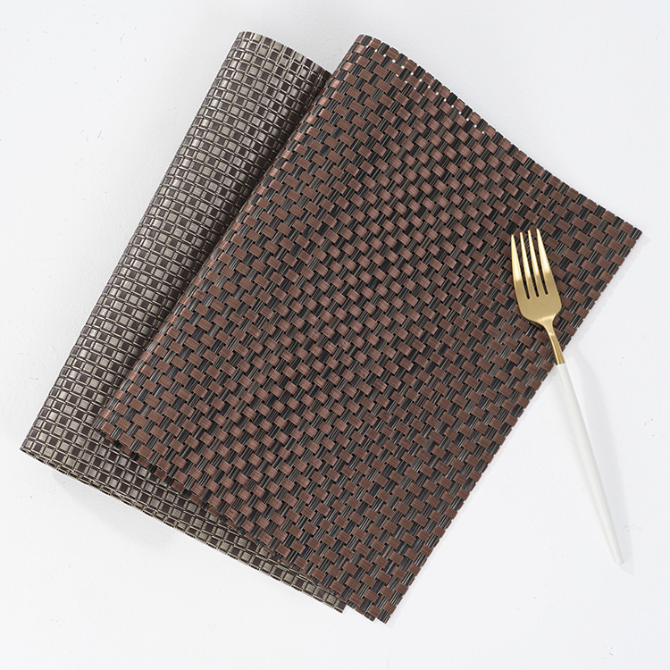 Galaxy Premium Espresso & Silver Grid PVC Woven Placemat – Commercial Hotel Dining & Restaurant Table Liner - Image 2