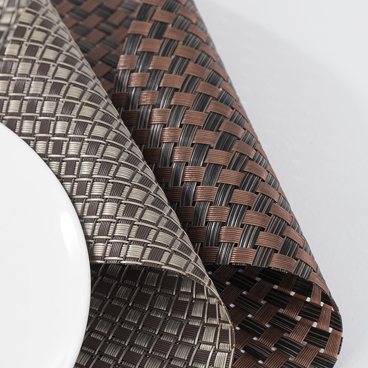 Galaxy Premium Espresso & Silver Grid PVC Woven Placemat – Commercial Hotel Dining & Restaurant Table Liner - Image 4
