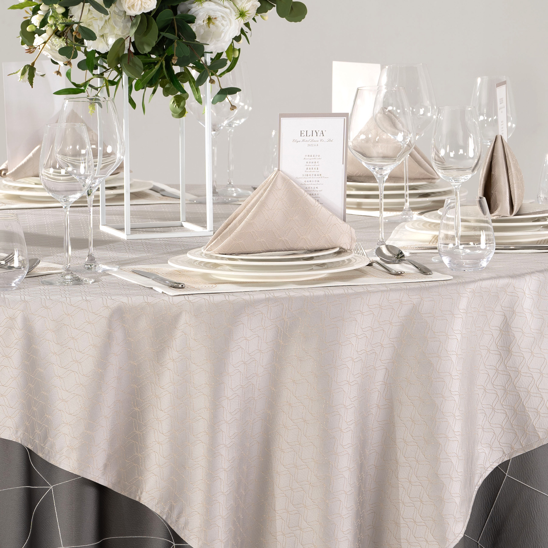Modern Charcoal Geometric Hotel Banquet Tableware & Linen Collection - Image 7