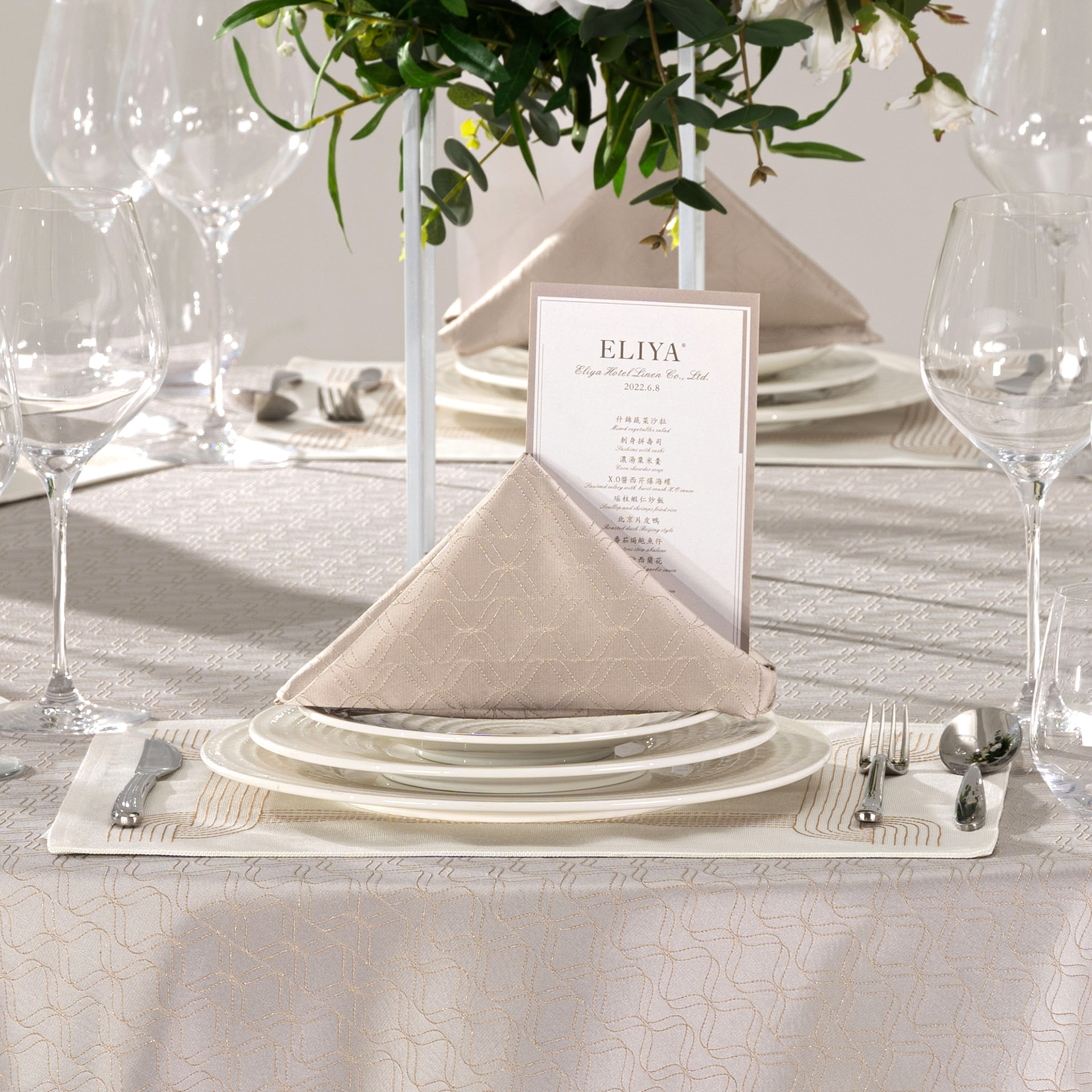Modern Charcoal Geometric Hotel Banquet Tableware & Linen Collection - Image 5