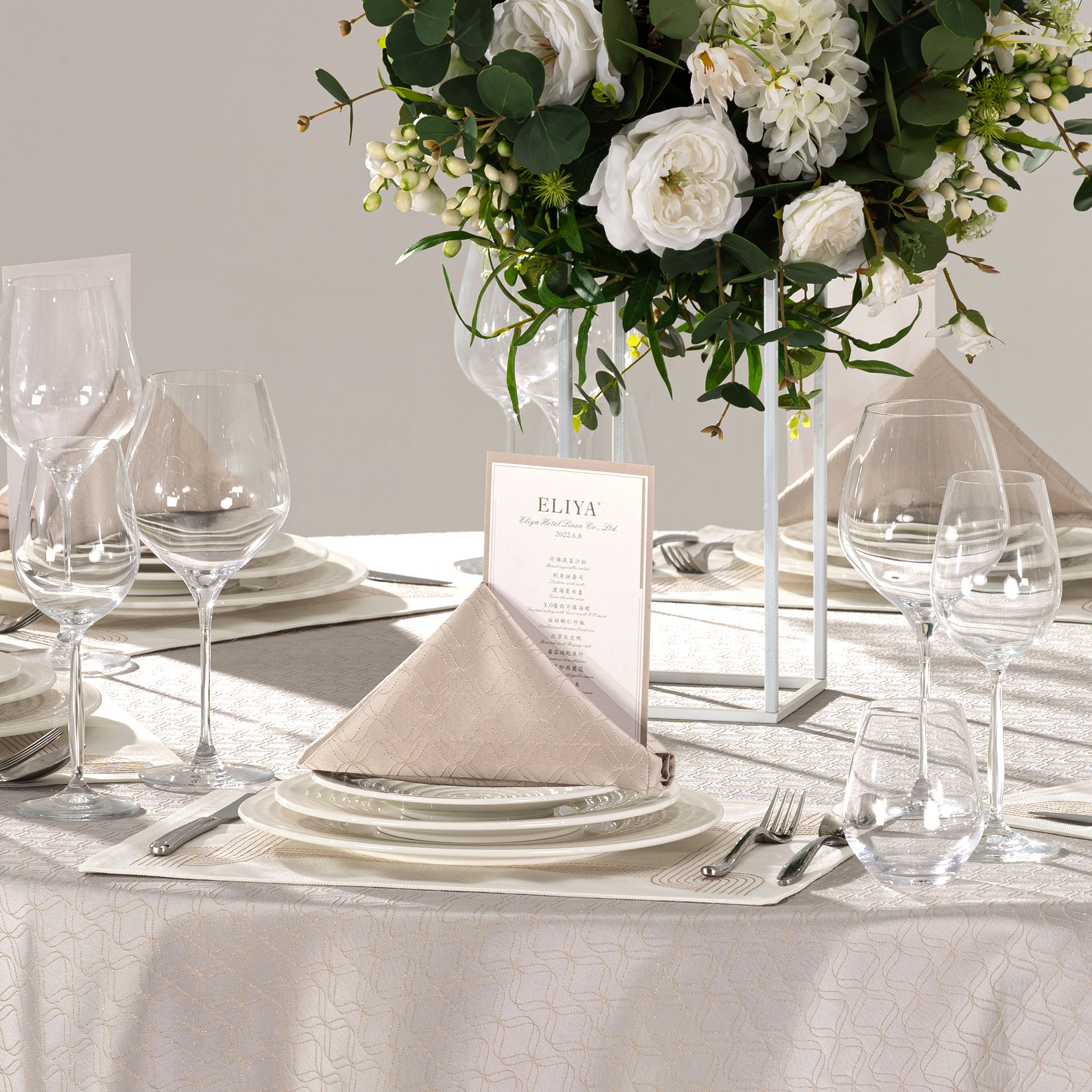 Modern Charcoal Geometric Hotel Banquet Tableware & Linen Collection - Image 4