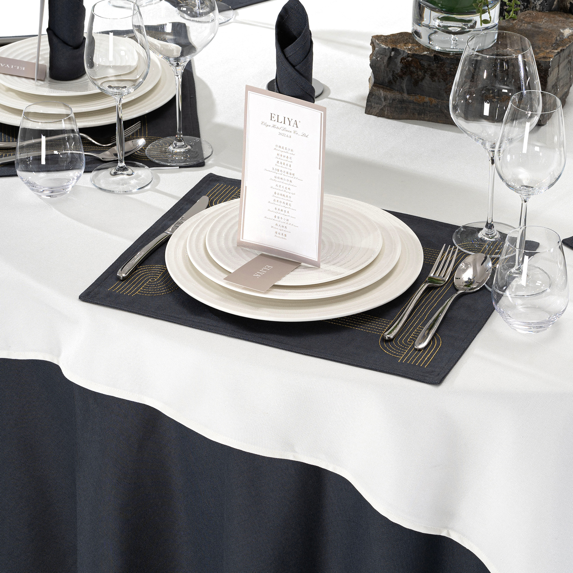 Black & White Luxury Hotel Banquet Tableware & Linen Collection - Image 4