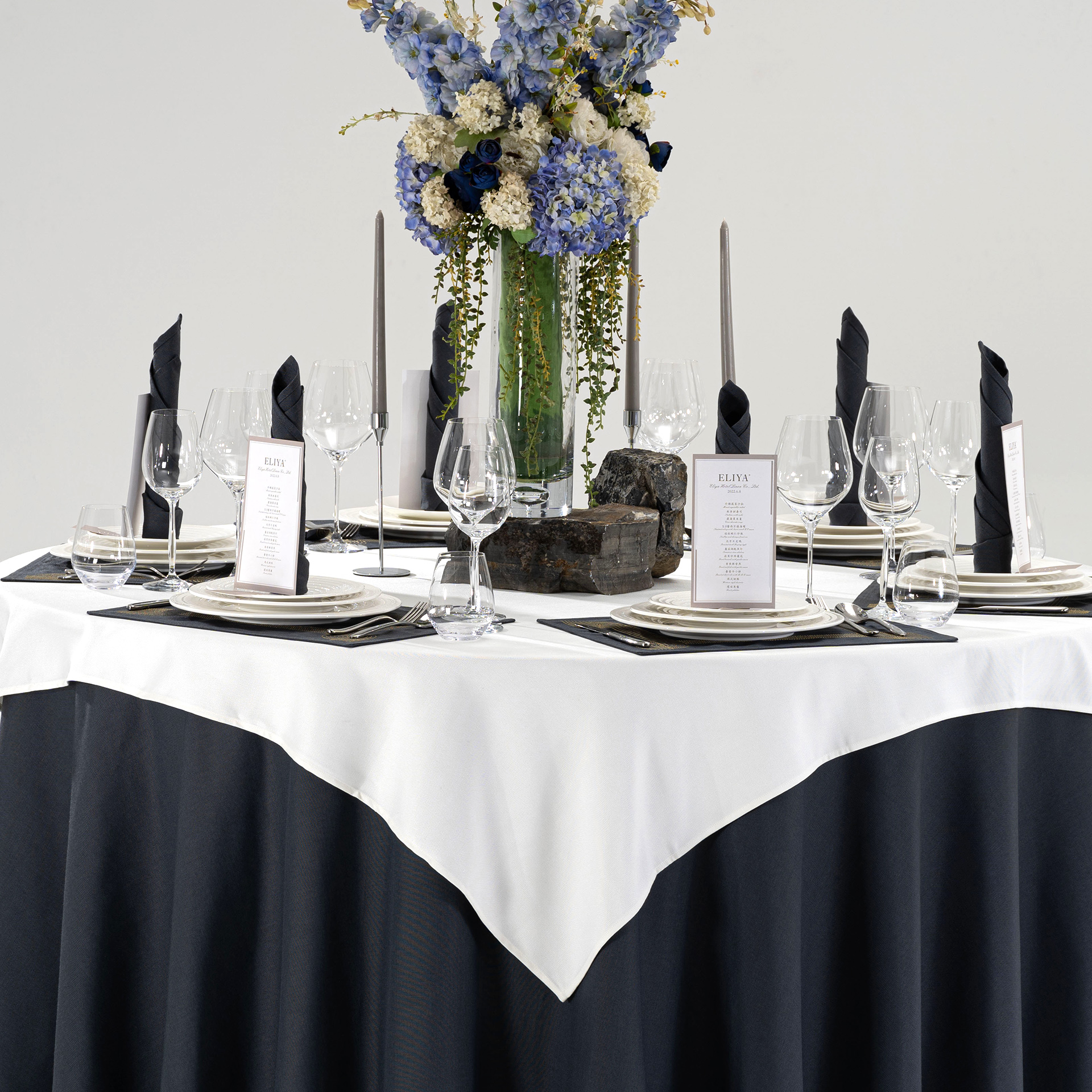 Black & White Luxury Hotel Banquet Tableware & Linen Collection - Image 3