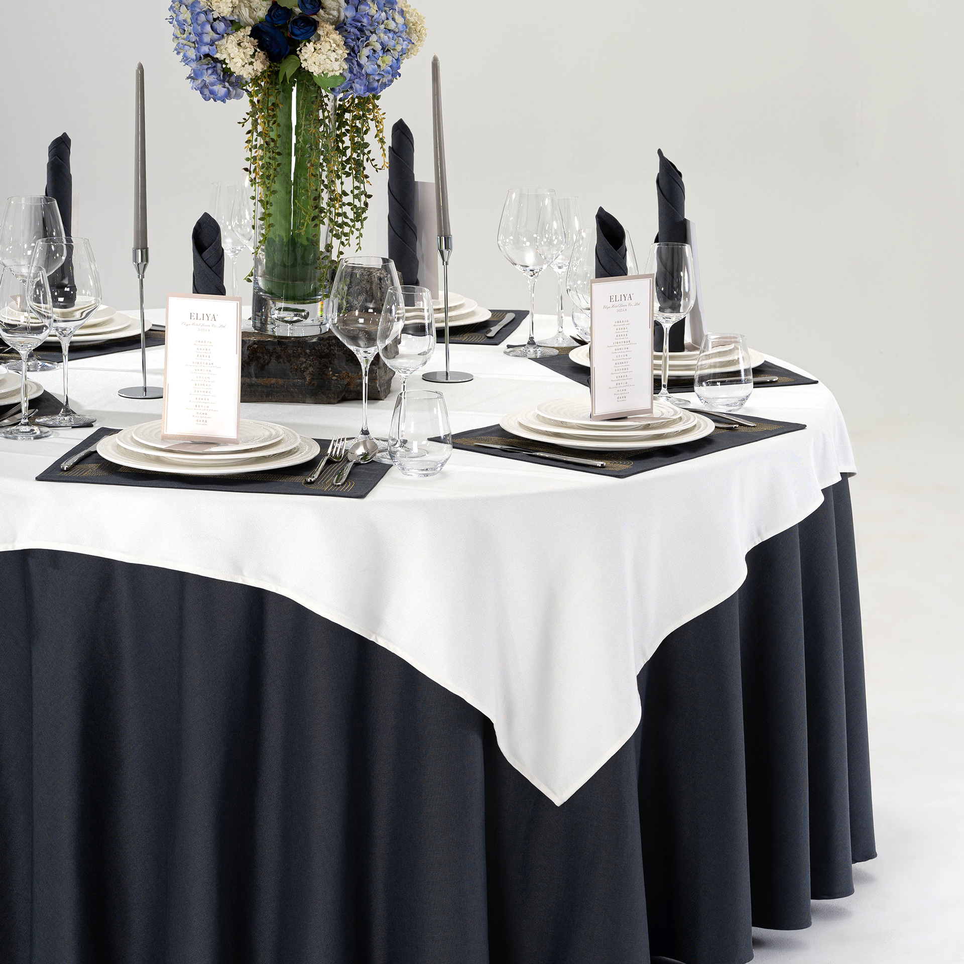 Black & White Luxury Hotel Banquet Tableware & Linen Collection - Image 2