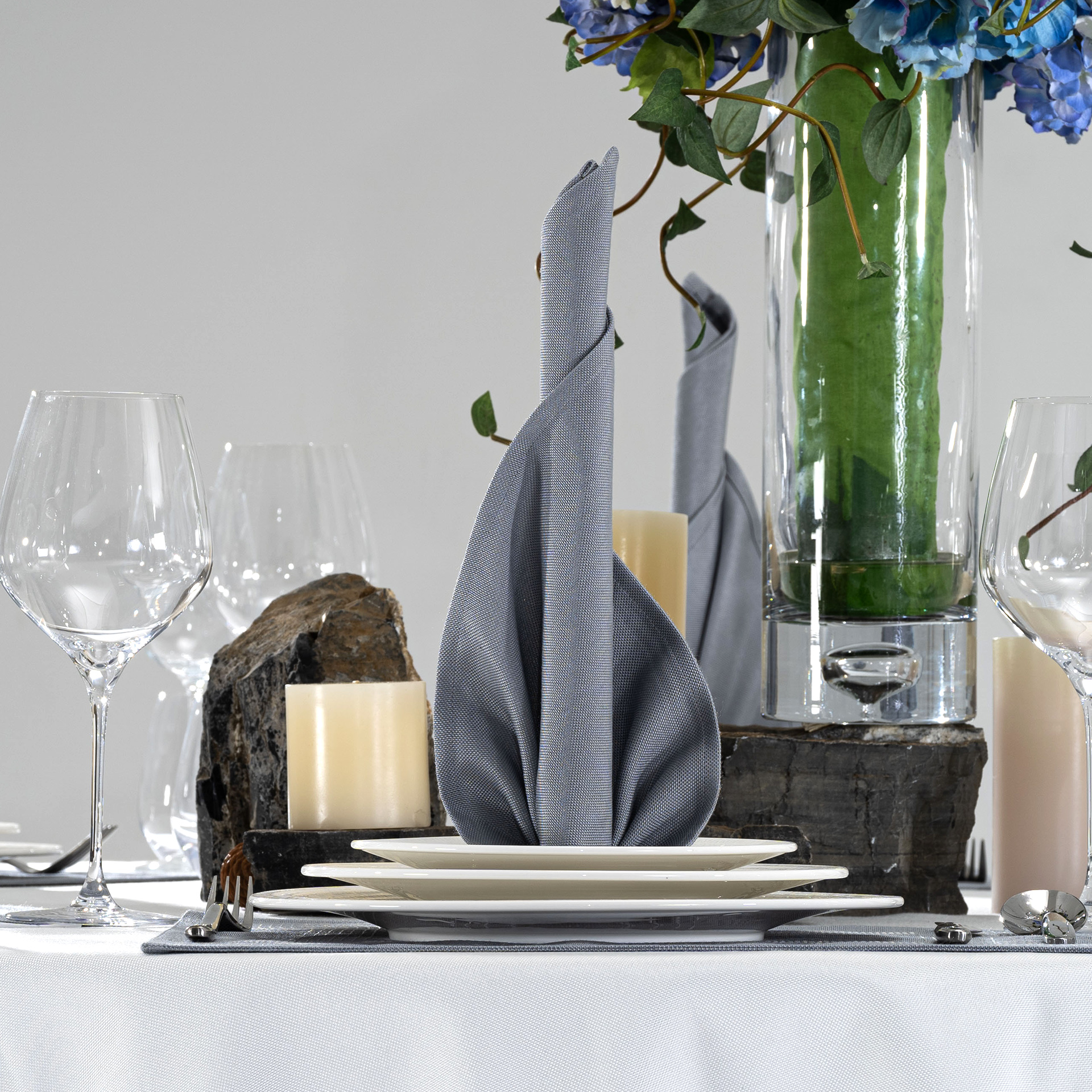 Slate Blue Hotel Banquet Table Linen & Placemat Set - Image 9